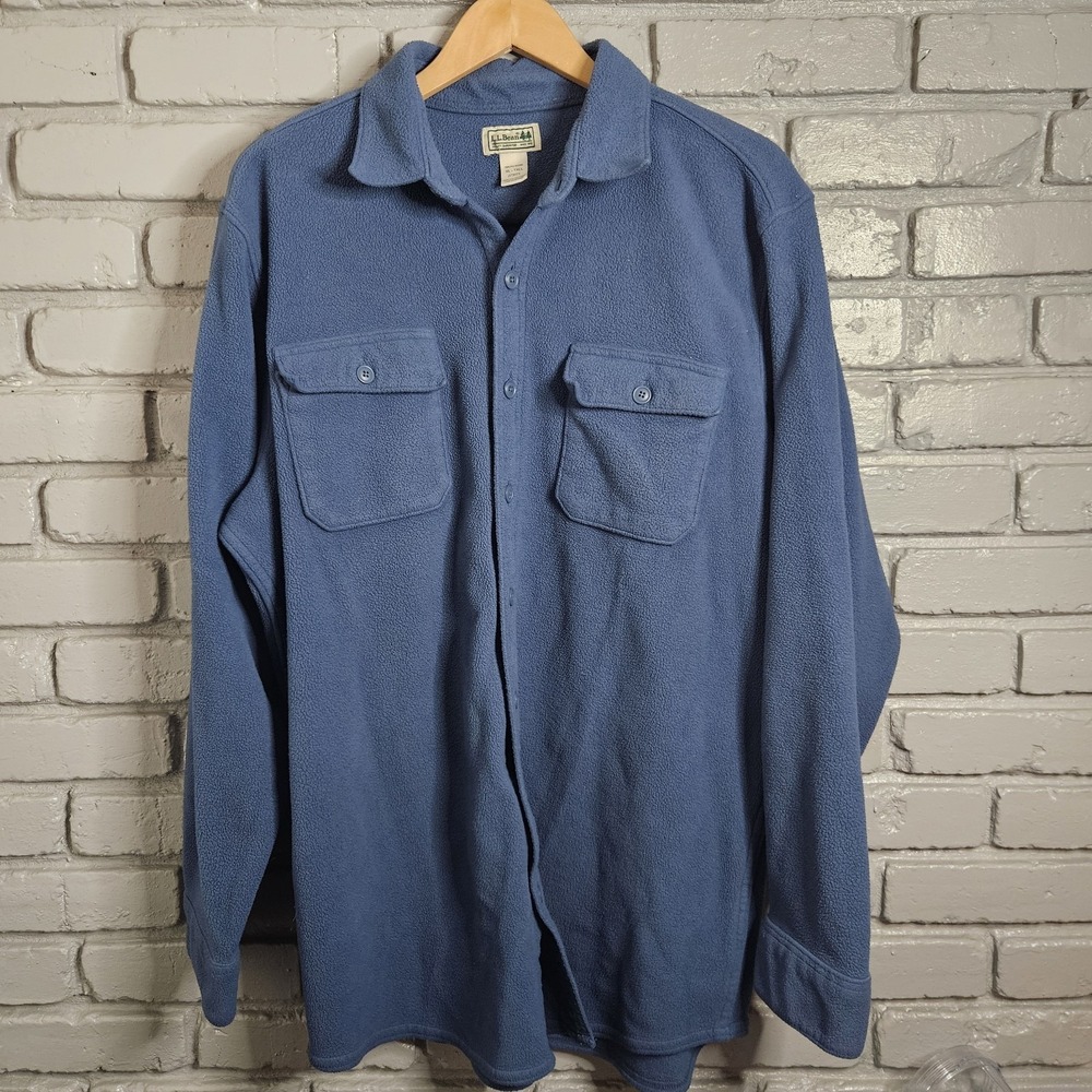 Vintage LL Bean Mens XL Tall Shirt Jacket Sweater Shacket Fleece Blue